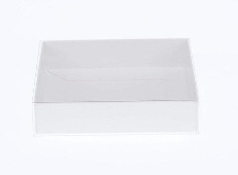 Darrahopens Occasions > Wedding Accessories 100 Pack of White Card Box - Clear Slide On Lid - 30 x 20 x 8cm -  Large Beauty Product Gift Giving Hamper Tray Merch Fashion Cake Sweets Xmas