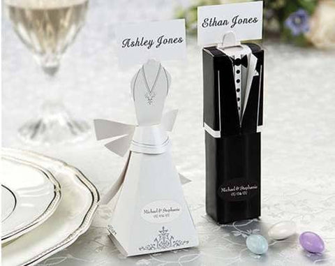 Darrahopens Occasions > Wedding Accessories 50 Pack of 25 Bride and 25 Groom Wedding Bridal Bomboniere Favor Candy Choc Almond Box - Kate Aspen Design