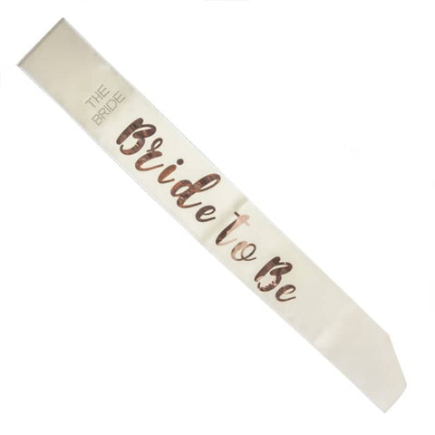 darrahopens Occasions > Wedding Accessories Bride to Be Rose Gold on White Sash