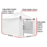 darrahopens Occasions > Wedding Accessories Instahut Gazebo Pop Up Marquee 3x4.5m Folding Wedding Tent Gazebos Shade White
