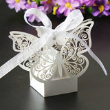 Darrahopens Occasions > Wedding Accessories Ivory Cream Butterfly Wedding Engagement Party Bomboniere Favour Lolly Gift Almond Card Box - 10 Pack
