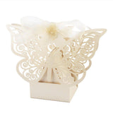 Darrahopens Occasions > Wedding Accessories Ivory Cream Butterfly Wedding Engagement Party Bomboniere Favour Lolly Gift Almond Card Box - 10 Pack