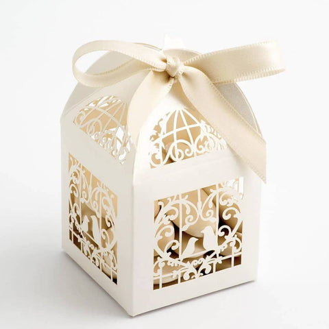 Darrahopens Occasions > Wedding Accessories Ivory Dove Bird Heart Wedding Engagement Bomboniere Favor Lolly Gift Card Box - 10 Pack