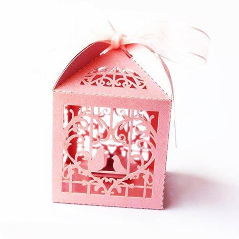 Darrahopens Occasions > Wedding Accessories Pink Dove Bird Heart Baby Birth naming Ceremony Bomboniere Favor Lolly Gift Card Box - 10 Pack