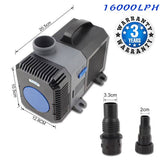 Darrahopens Outdoor 140W 16000L/H Submersible Aquarium Fountain Pond Marine Water Pump Fish Tank NEW