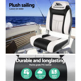 darrahopens Outdoor > Boating Seamanship Set of 2 Folding Swivel Boat Seats - Grey & Black
