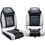 darrahopens Outdoor > Boating Seamanship Set of 2 Folding Swivel Boat Seats - Grey & Black
