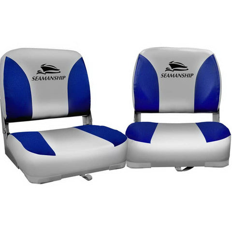 darrahopens Outdoor > Boating Seamanship Set of 2 Folding Swivel Boat Seats - Grey & Blue