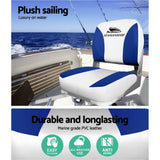 darrahopens Outdoor > Boating Seamanship Set of 2 Folding Swivel Boat Seats - White & Blue
