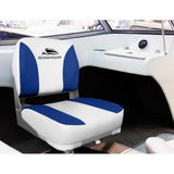 darrahopens Outdoor > Boating Seamanship Set of 2 Folding Swivel Boat Seats - White & Blue