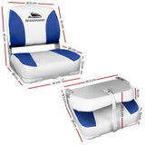 darrahopens Outdoor > Boating Seamanship Set of 2 Folding Swivel Boat Seats - White & Blue