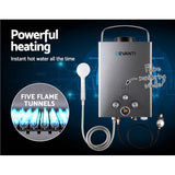 darrahopens Outdoor > Camping Devanti Portable Gas Water Heater 8LPM Outdoor Camping Shower Grey