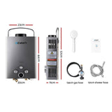 darrahopens Outdoor > Camping Devanti Portable Gas Water Heater 8LPM Outdoor Camping Shower Grey