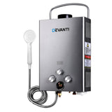 darrahopens Outdoor > Camping Devanti Portable Gas Water Heater 8LPM Outdoor Camping Shower Grey