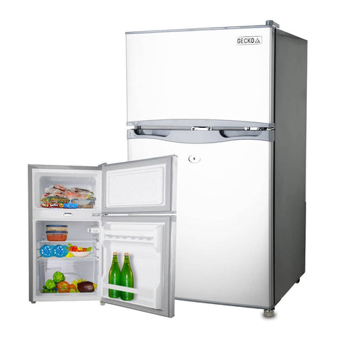 Darrahopens Outdoor > Camping GECKO 95L Portable Fridge Freezer Camping Motorhome Caravan Upright Fridges 12V/24V/240V, Silver