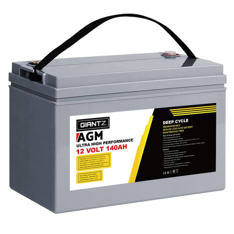 darrahopens Outdoor > Camping Giantz 140Ah Deep Cycle Battery 12V AGM Marine Sealed Power Portable Box Solar Caravan Camping