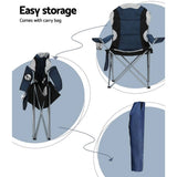 Darrahopens Outdoor > Camping Weisshorn 2X Camping Chairs Folding Arm Chair Portable Camping Garden Fishing