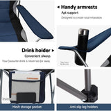 Darrahopens Outdoor > Camping Weisshorn 2X Camping Chairs Folding Arm Chair Portable Camping Garden Fishing