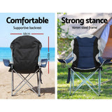 Darrahopens Outdoor > Camping Weisshorn 2X Camping Chairs Folding Arm Chair Portable Camping Garden Fishing