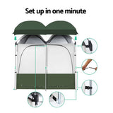 darrahopens Outdoor > Camping Weisshorn Double Camping Shower Toilet Tent Outdoor Portable Change Room Green