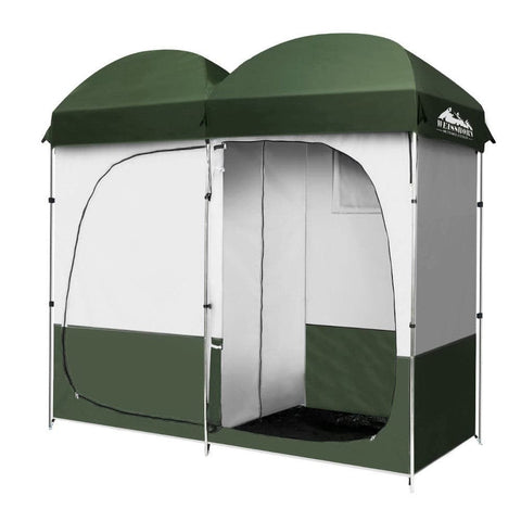 darrahopens Outdoor > Camping Weisshorn Double Camping Shower Toilet Tent Outdoor Portable Change Room Green
