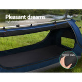 darrahopens Outdoor > Camping Weisshorn Double Swag Camping Swags Canvas Free Standing Dome Tent Dark Blue with 7CM Mattress