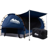 darrahopens Outdoor > Camping Weisshorn Double Swag Camping Swags Canvas Free Standing Dome Tent Dark Blue with 7CM Mattress