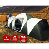 darrahopens Outdoor > Camping Weisshorn Family Camping Tent 12 Person Hiking Beach Tents (3 Rooms) Green