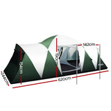 darrahopens Outdoor > Camping Weisshorn Family Camping Tent 12 Person Hiking Beach Tents (3 Rooms) Green