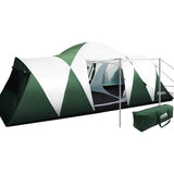 darrahopens Outdoor > Camping Weisshorn Family Camping Tent 12 Person Hiking Beach Tents (3 Rooms) Green