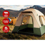 darrahopens Outdoor > Camping Weisshorn Family Camping Tent 4 Person Hiking Beach Tents Canvas Ripstop Green