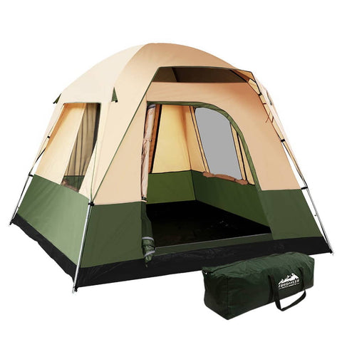 darrahopens Outdoor > Camping Weisshorn Family Camping Tent 4 Person Hiking Beach Tents Canvas Ripstop Green