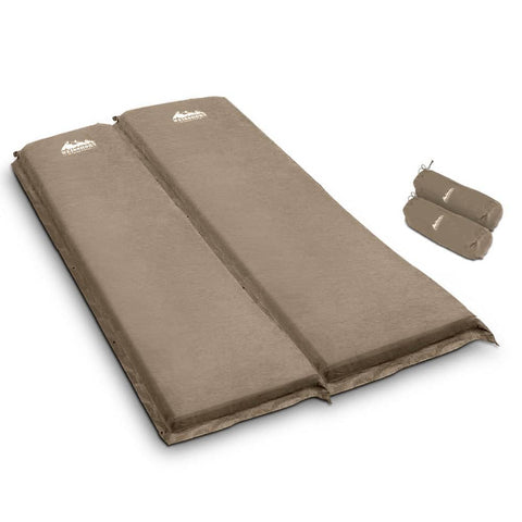 darrahopens Outdoor > Camping Weisshorn Self Inflating Mattress Camping Sleeping Mat Air Bed Pad Double Coffee 10CM Thick