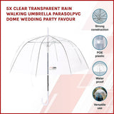darrahopens Outdoor > Others 5x Clear Transparent Rain Walking Umbrella Parasol PVC Dome Wedding Party Favour