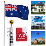 Darrahopens Outdoor > Others Rustproof Aluminum Flag Pole with 7.2m, Heavy-Duty Telescoping Pole for Outdoors, Gardens, Roof Walls, Durable Pole Set