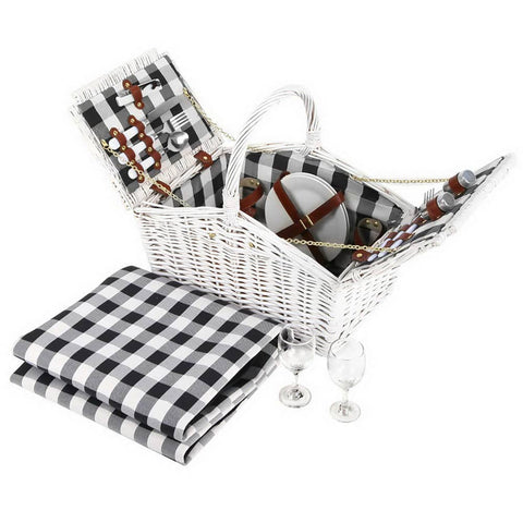darrahopens Outdoor > Picnic Alfresco 2 Person Picnic Basket Vintage Baskets Outdoor Insulated Blanket