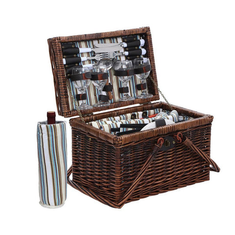 darrahopens Outdoor > Picnic Alfresco 4 Person Picnic Basket Set Deluxe Folding Outdoor Insulated Liquor bag