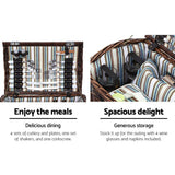 darrahopens Outdoor > Picnic Alfresco 4 Person Picnic Basket Wicker Baskets Outdoor Insulated Gift Blanket