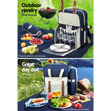 Darrahopens Outdoor > Picnic Alfresco Picnic Basket Backpack Set Cooler Bag 4 Person Outdoor Liquor Blue