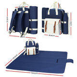 Darrahopens Outdoor > Picnic Alfresco Picnic Basket Backpack Set Cooler Bag 4 Person Outdoor Liquor Blue