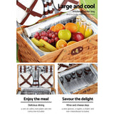 Darrahopens Outdoor > Picnic Alfresco Picnic Basket Set Wooden Cooler Bag 4 Person Outdoor Insulated Liquor