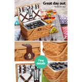 Darrahopens Outdoor > Picnic Alfresco Picnic Basket Set Wooden Cooler Bag 4 Person Outdoor Insulated Liquor