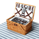 Darrahopens Outdoor > Picnic Alfresco Picnic Basket Set Wooden Cooler Bag 4 Person Outdoor Insulated Liquor