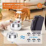 Darrahopens Pet Care 3L Automatic Electric Pet Water Fountain Dog Cat Stainless Steel Feeder Bowl Dispenser Black