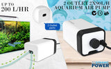 darrahopens Pet Care > Aquarium Dynamic Power Aquarium Air Pump Oxygen Hydroponic 2 Outlet 180L/H 4W