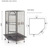 Darrahopens Pet Care > Bird YES4PETS 161 cm XL Corner Bird Cage Pet Parrot Aviary Perch Castor Wheel