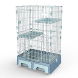 Darrahopens Pet Care > Cat Supplies 134 cm Blue Pet 3 Level Cat Cage House With Litter Tray And Storage Box