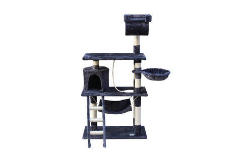 Darrahopens Pet Care > Cat Supplies 140 cm Cat Kitten Scratching Post Tree W ladder & Hammock-Grey