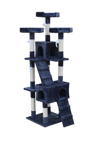 Darrahopens Pet Care > Cat Supplies 170cm Cat Scratching Post Tree Post House Tower with Ladder Furniture Grey