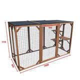 Darrahopens Pet Care > Cat Supplies 180cm Large Cat Enclosure Wooden Outdoor Cage with 3 Platforms